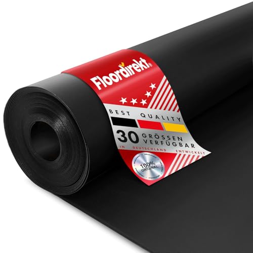 Floordirekt SBR Gummimatte 120 x 400 cm, 6 mm - Meterware - Schwarz & Glatt - Bautenschutzmatte Antirutschmatte Gummi Boden Matte - Bodenbelag Gummiplatte Gummistreifen von Floordirekt