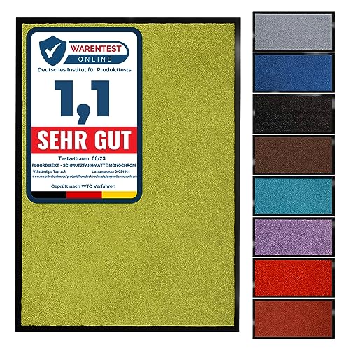 Floordirekt Schmutzfangmatte Monochrom | Fussmatte in 10 Größen & 8 Farben | Türmatte für innen & außen (120 x 180 cm, Limone) von Floordirekt