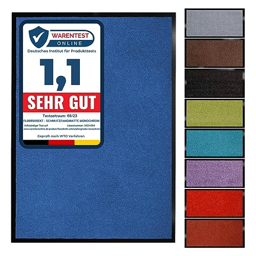 Floordirekt Schmutzfangmatte Monochrom | Fussmatte in 10 Größen & 8 Farben | Türmatte für innen & außen (200 x 200 cm, Blau) von Floordirekt