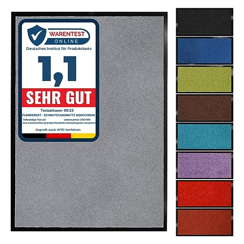 Floordirekt Schmutzfangmatte Monochrom | Fussmatte in 10 Größen & 8 Farben | Türmatte für innen & außen (200 x 200 cm, Silbergrau) von Floordirekt