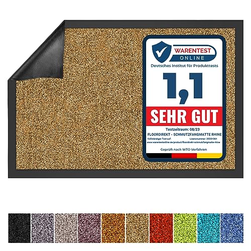 Floordirekt Schmutzfangmatte Rhine - waschbare & leistungsstarke Fußmatte - Sauberlaufmatte mit Rutschfester Rückseite - Türmatte für den Eingangsbereich (Beige, 200 cm x 400 cm) von Floordirekt