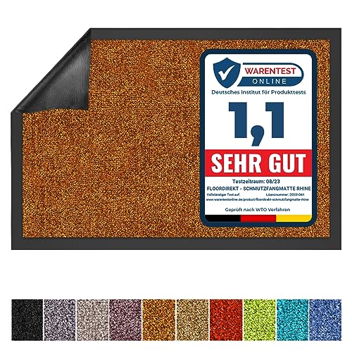 Floordirekt Schmutzfangmatte Rhine - waschbare & leistungsstarke Fußmatte - Sauberlaufmatte mit Rutschfester Rückseite - Türmatte für den Eingangsbereich (Braun, 120 cm x 300 cm) von Floordirekt