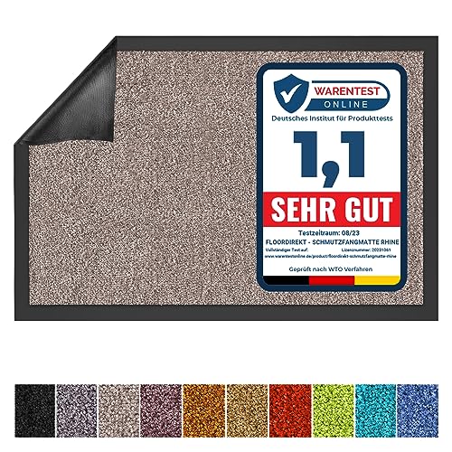 Floordirekt Schmutzfangmatte Rhine - waschbare & leistungsstarke Fußmatte - Sauberlaufmatte mit Rutschfester Rückseite - Türmatte für den Eingangsbereich (Grau (Sparrow), 200 cm x 600 cm) von Floordirekt