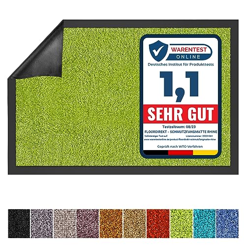 Floordirekt Schmutzfangmatte Rhine - waschbare & leistungsstarke Fußmatte - Sauberlaufmatte mit Rutschfester Rückseite - Türmatte für den Eingangsbereich (Grün, 200 cm x 300 cm) von Floordirekt