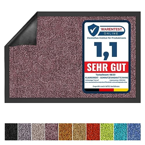 Floordirekt Schmutzfangmatte Rhine - waschbare & leistungsstarke Fußmatte - Sauberlaufmatte mit Rutschfester Rückseite - Türmatte für den Eingangsbereich (Lila, 120 cm x 300 cm) von Floordirekt