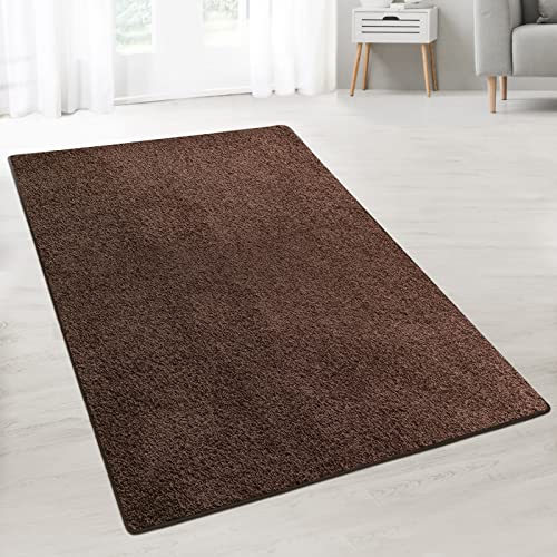 Floordirekt Shaggy Hochflor Teppich | Strapazierfähig und pflegeleicht | Erhältlich in vielen Farben & Größen | Shaggy-Kräusel Optik | Extra flauschig (Braun, 200 x 290 cm) von Floordirekt
