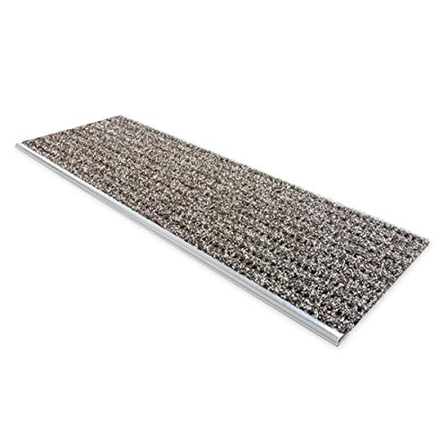 Floordirekt Sicherheits-Stufenauflage mit Alu-Schiene | Stufenmatte für Außen | Rutschhemmend bei Nässe und Glatteis | Für Außentreppen geeignet (24 x 60 cm, Braun) von Floordirekt