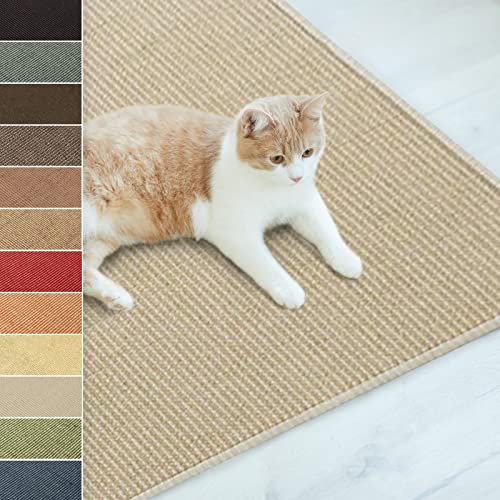 Floordirekt Sisal Fußmatte Teppich Vorleger Kratzteppich Katzenmöbel Kratzmatte Sisalmatte, widerstandsfähig & in vielen Farben und Größen erhältlich (140 x 200 cm, Elfenbein) von Floordirekt