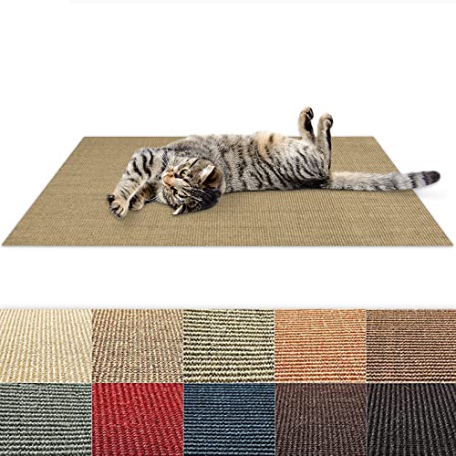 Sisal-Kratzteppich | ideal als Kratzmatte für Katzen | Ohne Kettelung | widerstandsfähig | Katzen-Kratzteppich in vielen Farben und Größen (Dunkelbraun, 100 cm x 100 cm) von Floordirekt