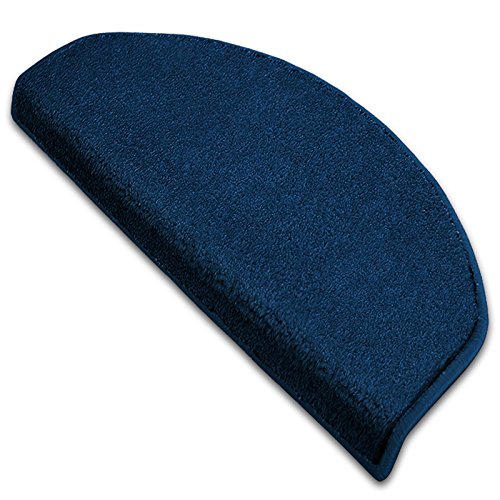 Floordirekt Stufenmatte Dynasty Velours | Halbrund oder eckig | Schutz für Treppenstufen | weicher Hochflor | In 3 zusätzlichen Farben (Stufenmatte halbrund 15 Stück, Blau) von Floordirekt