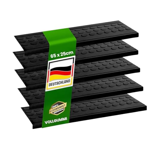 Floordirekt - Stufenmatte aus Gummi - 5er Set - Selbstklebend - wetterfeste & Rutschhemmende Treppenstufen Matten - Gummistufenmatte für Außen - Antirutschmatten - 15 Modelle (Coin) 25 x 75 cm von Floordirekt