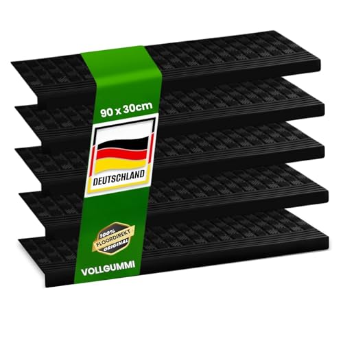 Floordirekt - Stufenmatte aus Gummi - 5er Set - Selbstklebend - wetterfeste & Rutschhemmende Treppenstufen Matten - Gummistufenmatte für Außen - Antirutschmatten -15 Modelle (Diamond) 90 x 30 cm von Floordirekt