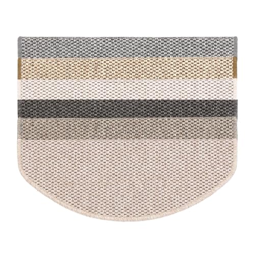 Floordirekt Stufenmatten Kalkutta | Halbrund oder Eckig | Sisaloptik | Treppenmatten | Luxeriös & strapazierfähig | Stufenteppich für Innen Natur Halbrund 65 x 23,5 cm von Floordirekt