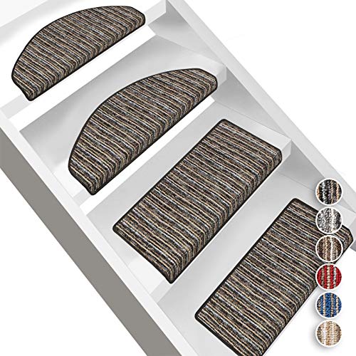 Floordirekt Stufenmatten Trier | Halbrund oder Eckig | Treppenmatten in 6 Farben | Strapazierfähig & pflegeleicht | Stufenteppich für Innen (Eckig 65 x 23,5 cm, Anthrazit) von Floordirekt
