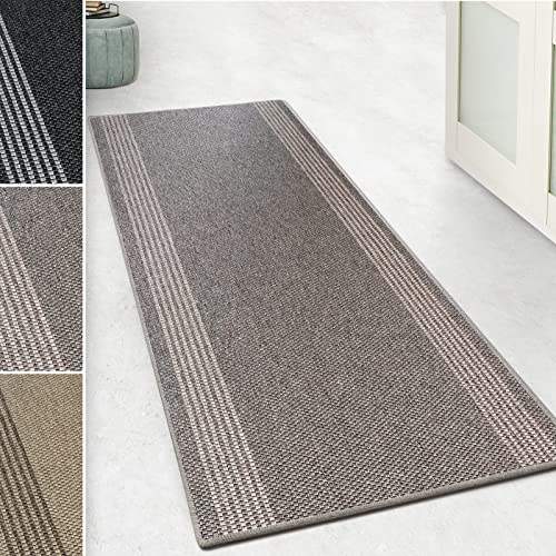 Floordirekt Teppich-Läufer Natura in Sisal-Optik | Hochwertige Verarbeitung | Tiger-Eye Struktur | Erhältlich in 3 Farben & vielen Größen | Langlebig & strapazierfähig (80 x 1000 cm, Grau-Beige) von Floordirekt