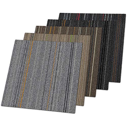 Floordirekt Teppichfliesen Warsaw | selbstliegend | Strapazierfähig und pflegeleicht | Bodenbelag für Büro und zu Hause | 50x50 cm | attraktives Streifen-Design (Hellgrau 21) von Floordirekt