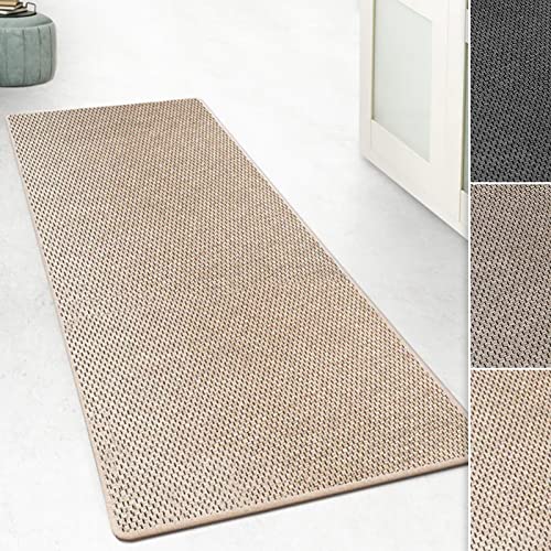 Floordirekt Teppichläufer Kalkutta - Sisaloptik - Tiger-Eye-Design - Teppich Läufer Wohnteppich Flurläufer Küchenläufer (Beige, 66 x 700 cm) von Floordirekt