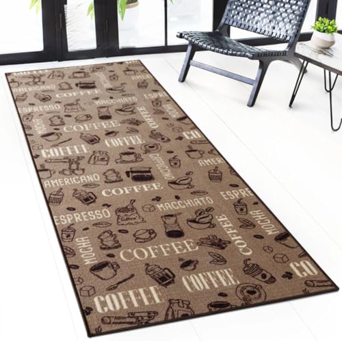 Floordirekt Teppichläufer - Coffee - maßgefertigter Feinschlingen Teppich Läufer für Küche, Flur & Wohnraum - Coffee (80 x 200 cm) von Floordirekt