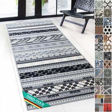 Floordirekt Teppichläufer mit Muster - maßgefertigter Feinschlingen Teppich Läufer für Küche, Flur & Wohnraum - Mykonos (80 x 200 cm) von Floordirekt