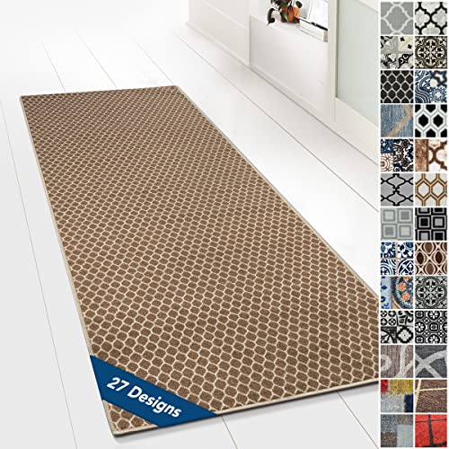 Floordirekt Teppichläufer mit Muster - maßgefertigter Feinschlingen Teppich Läufer für Küche, Flur & Wohnraum - Ornament Vintage Orient Gitter (80 x 200 cm, Ennis) von Floordirekt