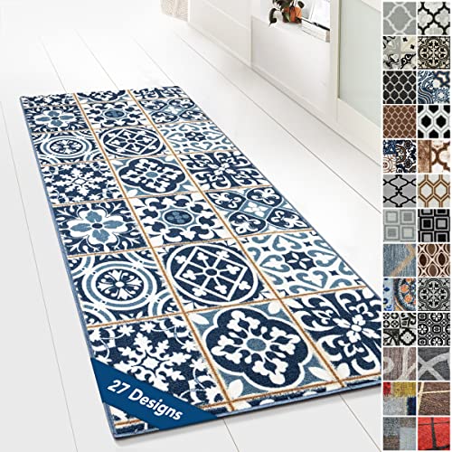 Floordirekt Teppichläufer mit Muster - maßgefertigter Feinschlingen Teppich Läufer für Küche, Flur & Wohnraum - Ornament Vintage Orient Gitter (80 x 200 cm, Swansea) von Floordirekt