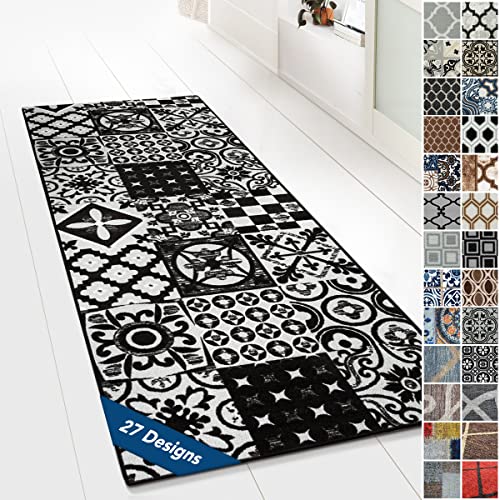Floordirekt Teppichläufer mit Muster - maßgefertigter Feinschlingen Teppich Läufer für Küche, Flur & Wohnraum - Ornament Vintage Orient Gitter (80 x 250 cm, Sligo) von Floordirekt