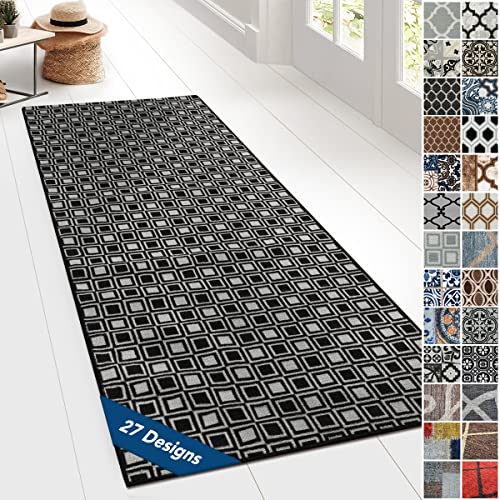 Floordirekt Teppichläufer mit Muster - maßgefertigter Feinschlingen Teppich Läufer für Küche, Flur & Wohnraum - Ornament Vintage Orient Gitter (80 x 350 cm, Naas) von Floordirekt