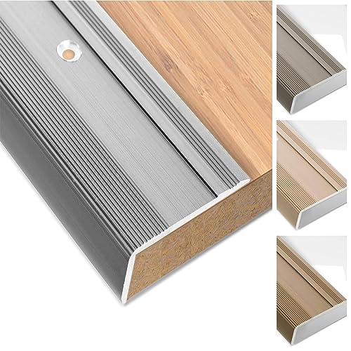 Floordirekt Treppenkantenprofil aus Aluminium 100cm lang 12 Stück inkl. Schrauben und Dübeln | Stufenkantenprofil Vorgebohrt in L-Form | Winkelprofil 37mm Breite x 17 mm Höhe (Silber) Glory von Floordirekt