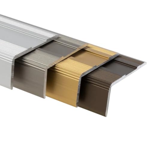 Floordirekt Treppenkantenprofil aus Aluminium 90cm - inkl. Schrauben und Dübeln | Winkelprofil 37mm Breite x 17 mm (Gold) Glory von Floordirekt