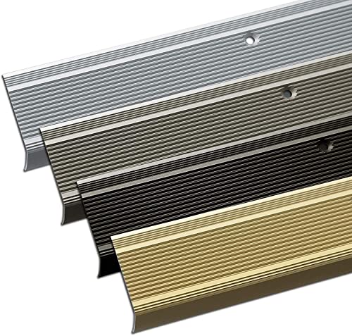 Floordirekt Treppenkantenprofil in L-Form aus Aluminium 1 Stück, 100x3x2cm | Selbstklebend | Champagner für Parkett & Laminat | Inkl. Montagematerial | Stufenkantenprofil in 3 Längen 4 Farben Integra von Floordirekt