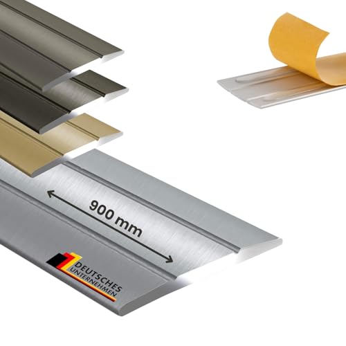 Floordirekt Übergangsprofil Firm 1 Stück Selbsklebende Übergangsschiene | Abdeckleiste für Parkett, Laminat, PVC, Kork | C-Form | Bodenleiste aus Aluminium | (Breite: 36 mm | Länge: 100 cm, Silber) von Floordirekt