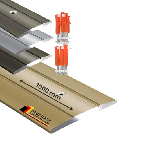 Floordirekt Übergangsprofil Firm 1 Stück Selbsklebende Übergangsschiene | Abdeckleiste für Parkett, Laminat, PVC, Kork | C-Form | Bodenleiste aus Aluminium | (Breite: 36 mm | Länge: 134 cm, Gold) von Floordirekt