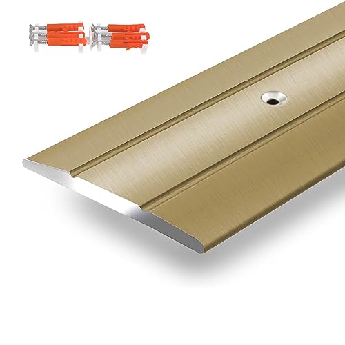 Floordirekt Übergangsprofil Firm 1 Stück Vorgebohrt Übergangsschiene | Abdeckleiste für Parkett, Laminat, PVC, Kork | C-Form | Bodenleiste aus Aluminium | (Breite: 36 mm | Länge: 100 cm, Gold) von Floordirekt