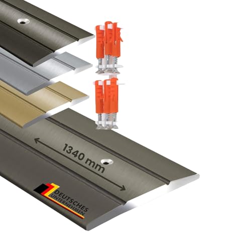 Floordirekt Übergangsprofil Firm 1 Stück Vorgebohrt Übergangsschiene | Abdeckleiste für Parkett, Laminat, PVC, Kork | C-Form | Bodenleiste aus Aluminium | (Breite: 36 mm | Länge: 134 cm, Champagner) von Floordirekt