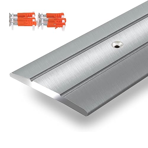 Floordirekt Übergangsprofil Firm 1 Stück Vorgebohrt Übergangsschiene | Abdeckleiste für Parkett, Laminat, PVC, Kork | C-Form | Bodenleiste aus Aluminium | (Breite: 36 mm | Länge: 90 cm, Silber) von Floordirekt