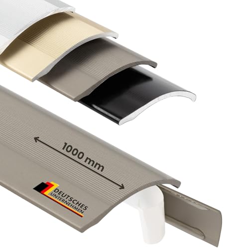 Floordirekt Übergangsprofil selbstklebend | Übergangsleiste Höhenausgleich bis 11 mm aus Aluminium | Anpassungsprofil 38 mm x 100 cm Höhenausgleichsprofil | einfache Montage (1 Stück Edelstahl matt) von Floordirekt