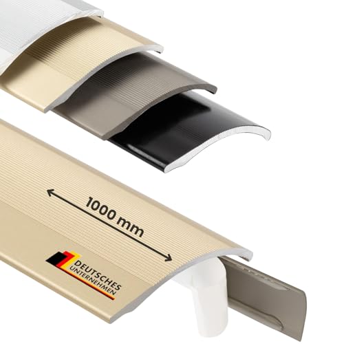 Floordirekt Übergangsprofil selbstklebend | Übergangsleiste Höhenausgleich bis 11 mm aus Aluminium | Anpassungsprofil 38 mm x 100 cm Höhenausgleichsprofil | einfache Montage (1 Stück Gold) von Floordirekt