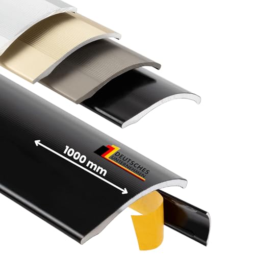 Floordirekt Übergangsprofil selbstklebend | Übergangsleiste Höhenausgleich bis 11 mm aus Aluminium | Anpassungsprofil 38 mm x 100 cm Höhenausgleichsprofil | einfache Montage (1 Stück Schwarz) von Floordirekt