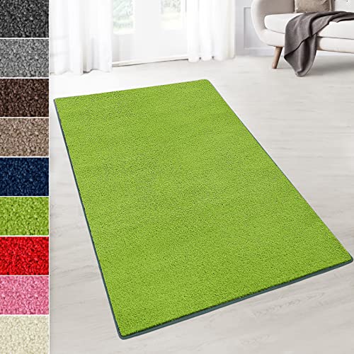 Floordirekt Velours-Teppich auf Maß - Flauschiger Teppichläufer für Küche, Flur, Wohnzimmer - Teppich Meterware Dynasty (Grün, 80 x 100 cm) von Floordirekt