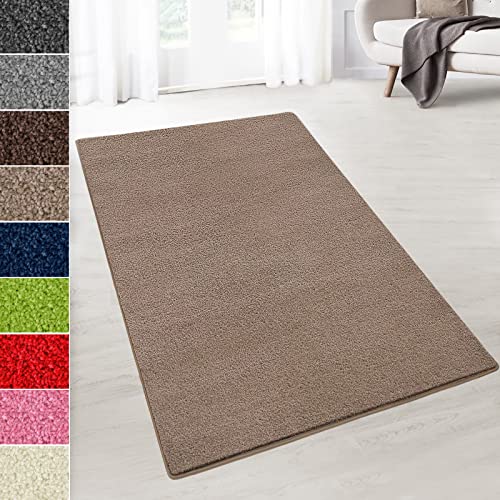 Floordirekt Velours-Teppich auf Maß - Flauschiger Teppichläufer für Küche, Flur, Wohnzimmer - Teppich Meterware Dynasty (Hellbraun, 200 x 350 cm) von Floordirekt