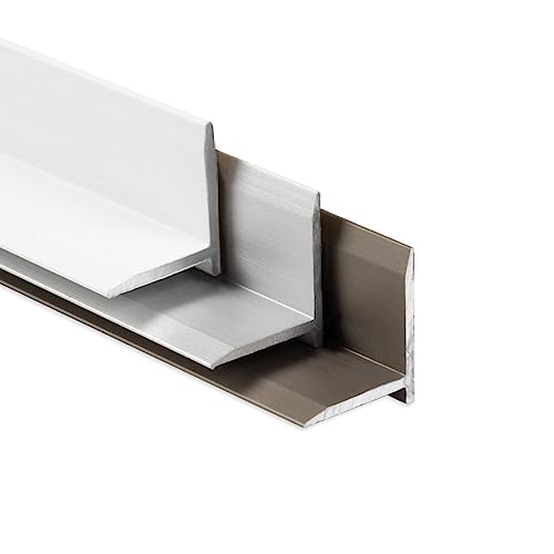 Floordirekt Wandanschlussleiste 1m Lang 10 Stück aus Aluminium, Innenwinkel Treppenbelag | Selbstklebende Rückseite - Bodenleiste für Abschlussprofil an Türen & Fenstern (Edelstahl - matt, 13x13mm) von Floordirekt