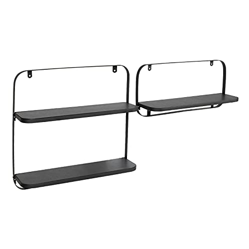 Floordirekt Wandregal Amy - Hängeregal mit klappbaren Ablageflächen - Regal aus Metall & MDF - Schweberegal Küchenregal Gewürzregal - Wandregal Metallregal in Zwei Größen erhältlich (45 x 12 x 40 cm) von Floordirekt