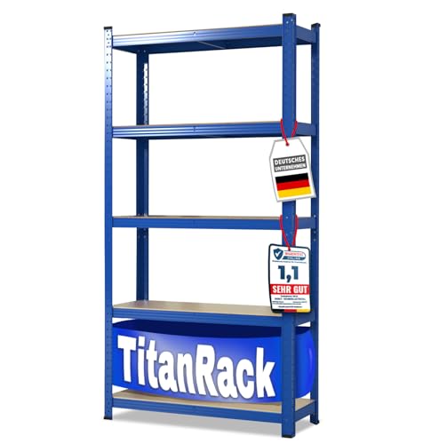 Floordirekt- Schwerlastregal - | 6 Farben| - Kellerregal, Lagerregal, Regal mit Stahlgestell,bis 875 kg belastbar, 5 verstellbare Ablagen (180x90x45 cm, Blau) von Floordirekt