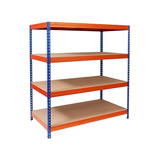 Floordirekt Weitspannregale, Steckregal, Schwerlastregal, Kellerregal, Metallregal, Büroregal, | RIESENAUSWAHL! (Mammut: 200x150x80 cm, Blau-Orange) von Floordirekt