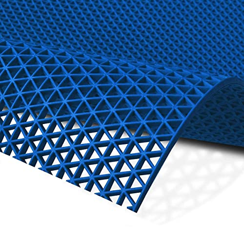 Floordirekt Z-Mat 120 x 100 cm, Blau - PVC Bodenmatte für Nasszonen - Meterware - Drainage-Wirkung - Rutschsicher - Antibakteriell - Saunaläufer Duschmatte Bodenrost Antirutschmatte von Floordirekt
