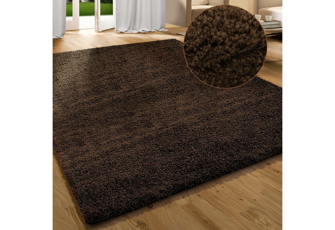 Hochflor-Teppich Shaggy-Teppich Prestige Braun, Erhältlich in 5 Farben, Teppich, Floordirekt, rechteckig, Höhe: 30 mm, Extra flauschig von Floordirekt