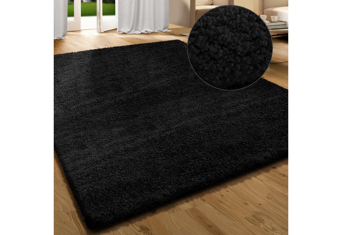 Hochflor-Teppich Shaggy-Teppich Prestige Schwarz, Erhältlich in 5 Farben, Floordirekt, rechteckig, Höhe: 30 mm, Extra flauschig von Floordirekt