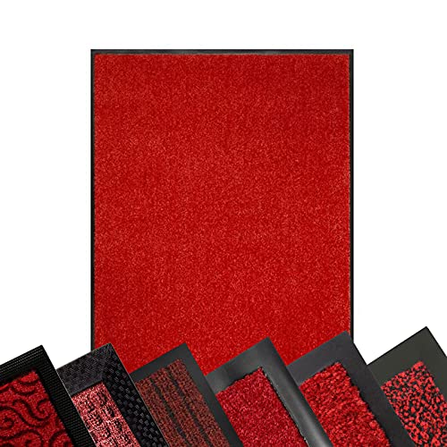 Schmutzfangmatte ROT - XXL Teppich für Flur Eingang Eingangsbereich innen & außen - Türmatte Sauberlaufmatte Fußabtreter Fussmatte - rutschfest & pflegeleicht (90 x 120 cm, Sky Performa) von Floordirekt