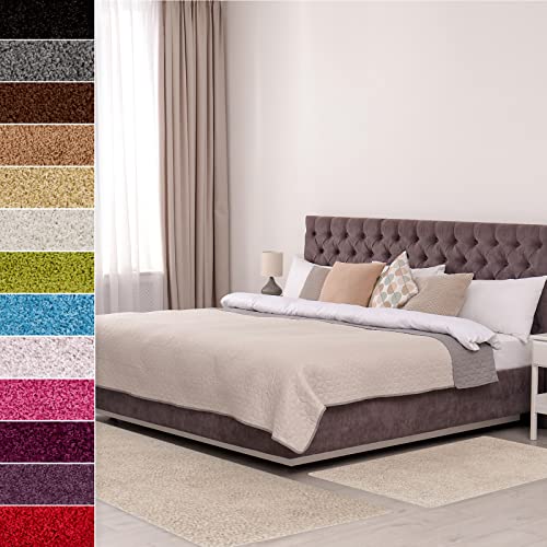 Floordirekt Shaggy-Bettumrandung Barcelona - 3-teilig - Shaggy-Kräusel-Optik - Hochflor Bettvorleger in vielen Farben (B: 67 cm | L: 1 x 250 cm + 2 x 140 cm, Creme) von Floordirekt