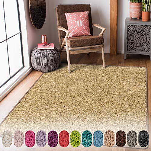 Shaggy-Teppich Barcelona | Wohnteppich oder Läufer für Küche, Flur und Wohnraum | Hoher, weicher Flor in Shaggy-Kräusel Optik | viele Farben & Größen (66 x 450 cm, Beige 70) von Floordirekt